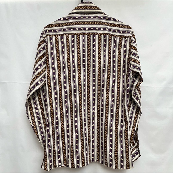 1970s - rare western Aztec pattern shirt - purple and yellow - Picture 3 of 4